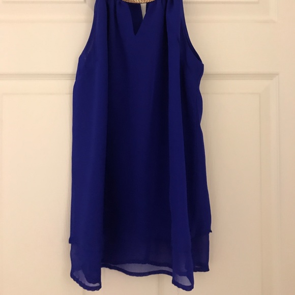 CHARLOTTE RUSSE Royal Blue Flowy Sleeveless Blouse - Picture 3 of 8